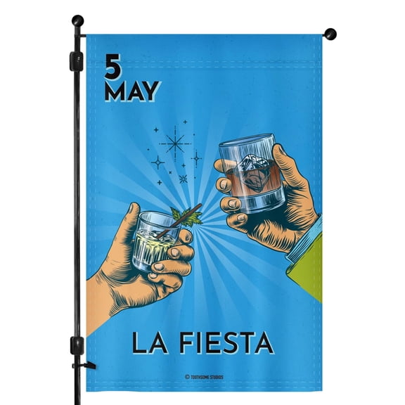 La Fiesta Double Sided Garden Flag 12x18 Inch Cinco De Mayo Lottery Card Polyester Outdoor Decor