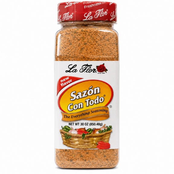 La Flor Sazon Con Todo Seasoning, 30 oz Plastic Jar, Complete Latin All-Purpose Spice Blend