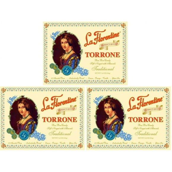 La Florentine Torrone Italian Candy, 3 Pack of 18 Pieces Assorted