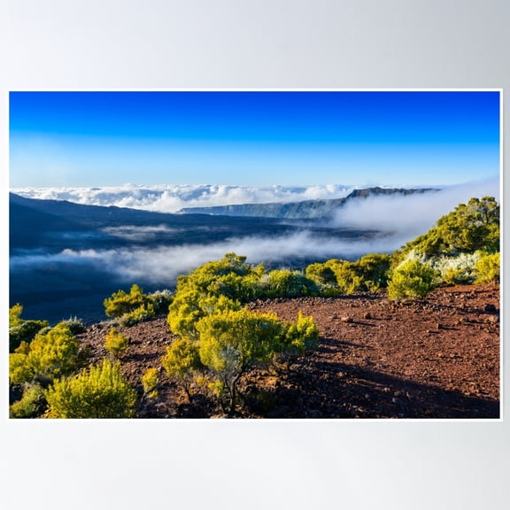 La Fournaise Volcano Poster Wall Art Home Decor Office Wall Art Living Room Decor, Paper Poster Only