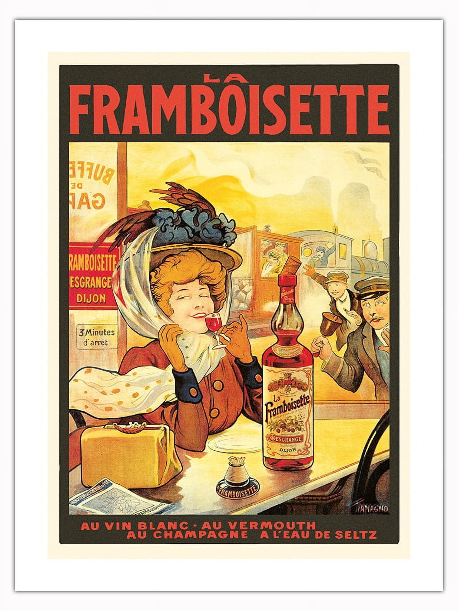 La Framboisette Raspberry Liquor - Vintage Advertising Poster by