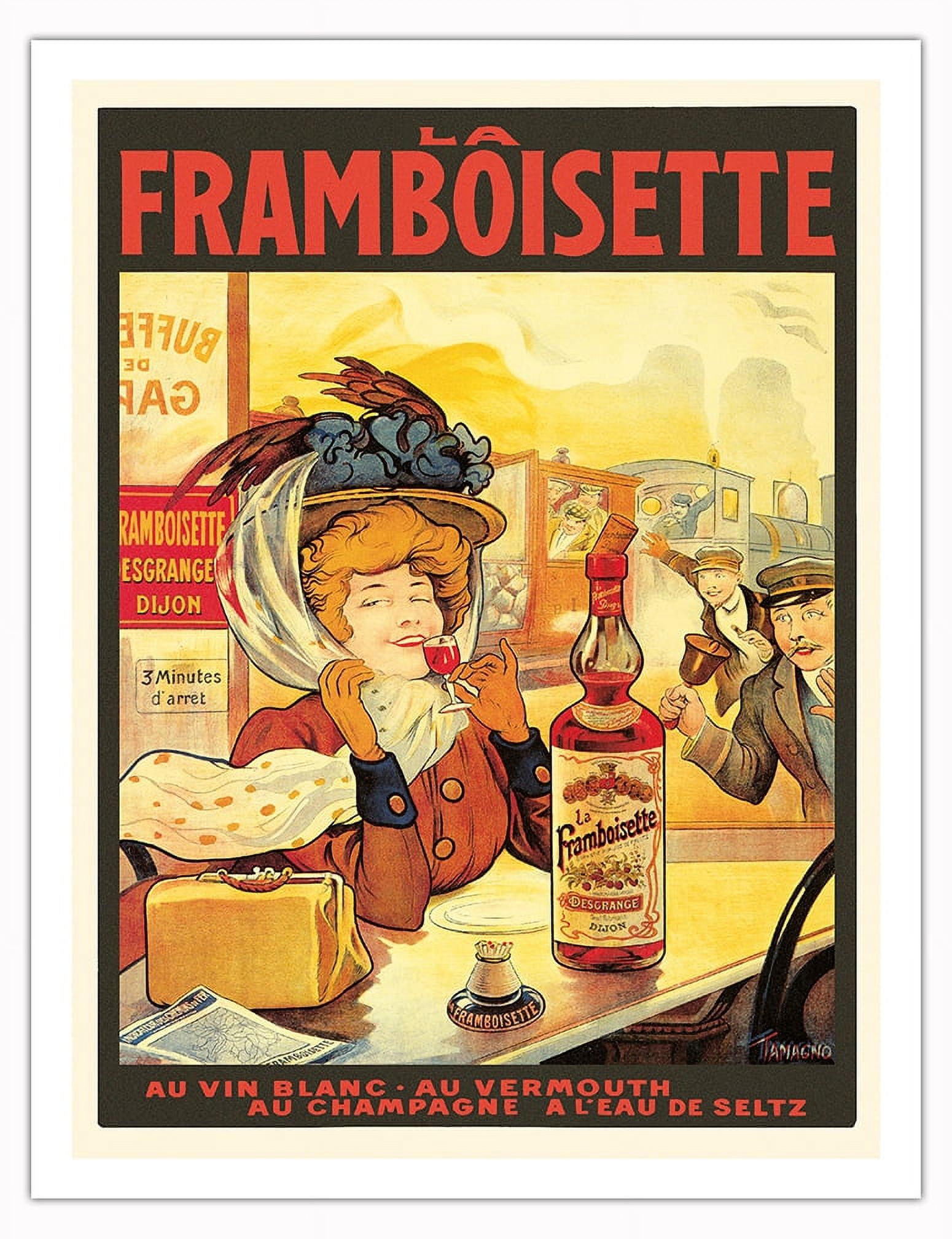 Tenzing Raspberry Poster La Framboisette Raspberry Liquor - Vintage Advertising Poster by ...