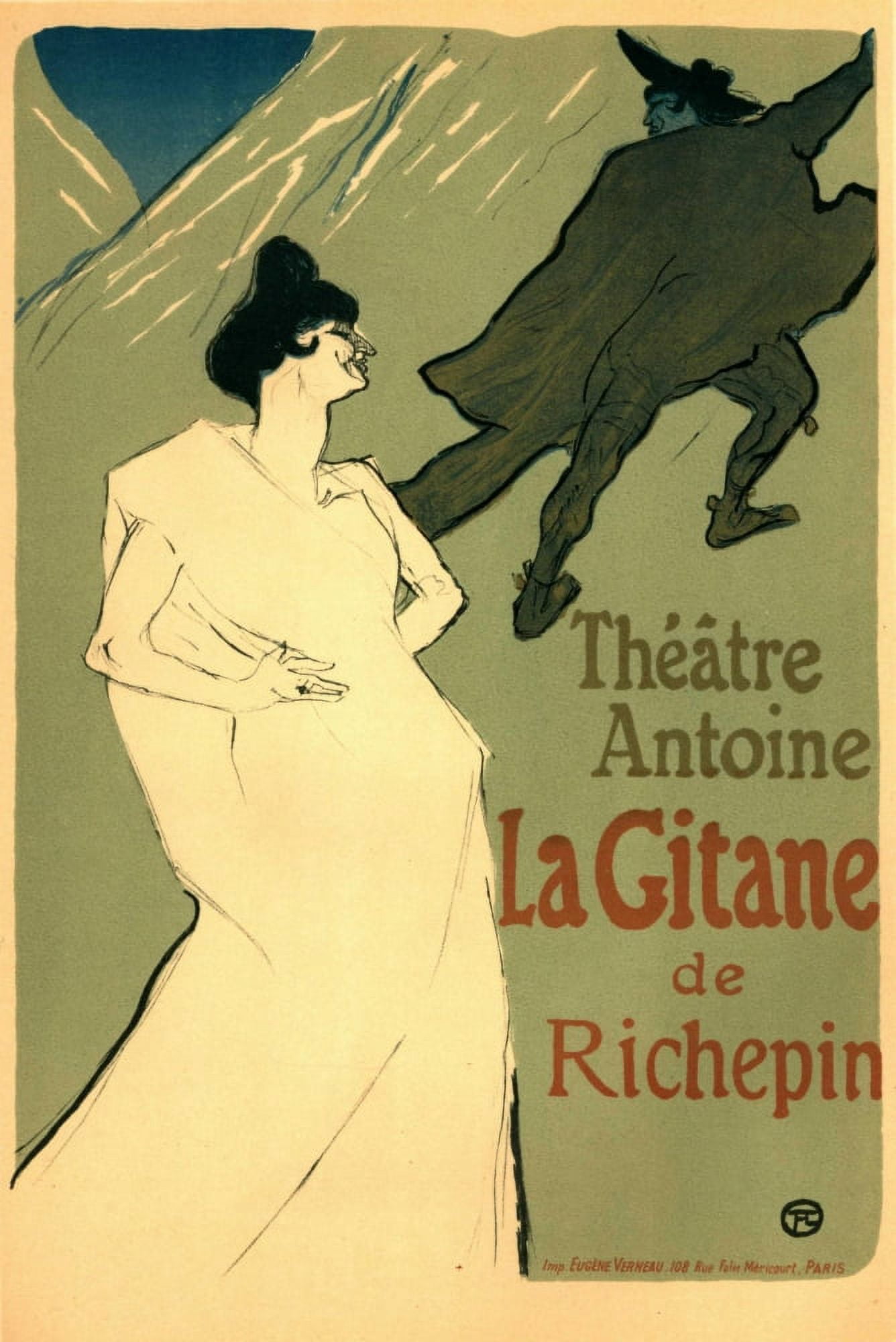 La Gitane de Richepin Canvas Art - H de Toulouse-Lautrec (18 x 24)
