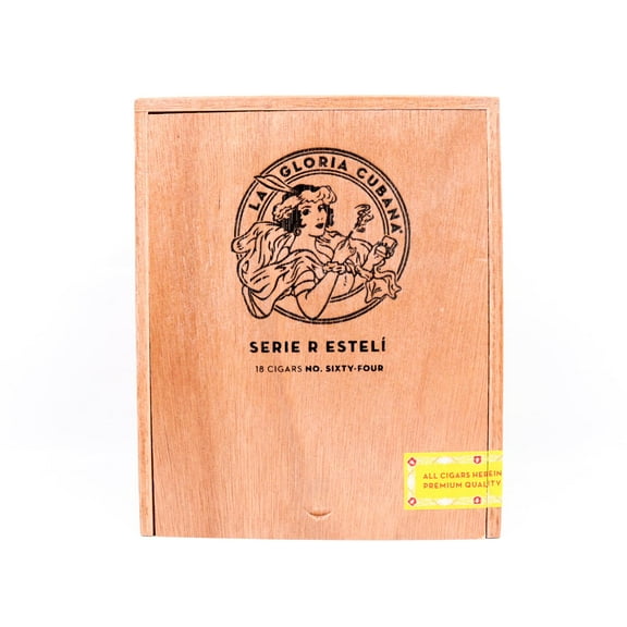 La Gloria Cubana Serie R No. Sixty-Four Empty Wood Cigar Box 6.75" x 5.5" x 4.5"