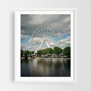 La Grande Roue de Montr al - Montr al Qu bec Canada Photography Cityscape Summer Skyline Travel Poster Architecture White Framed Wall Art Print 8 x 10 inches