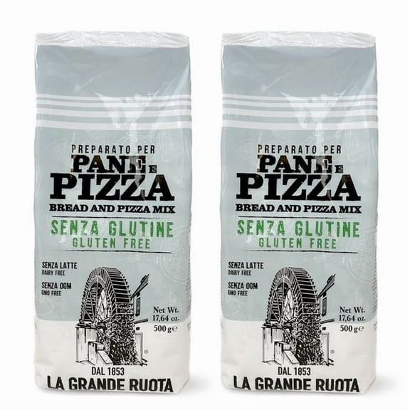 La Grande Ruota Gluten Free Mix For Bread and Pizza 17.64 oz (Pack of 2), Suitable For Celiac And Gluten-Intolerant Consumers. Dairy Free, Non-GMO. Vegan, Wholesale