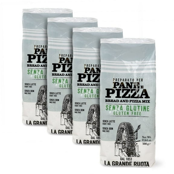La Grande Ruota Gluten Free Mix For Bread and Pizza 17.64 oz (Pack of 4), Suitable For Celiac And Gluten-Intolerant Consumers. Dairy Free, Non-GMO. Vegan, Wholesale