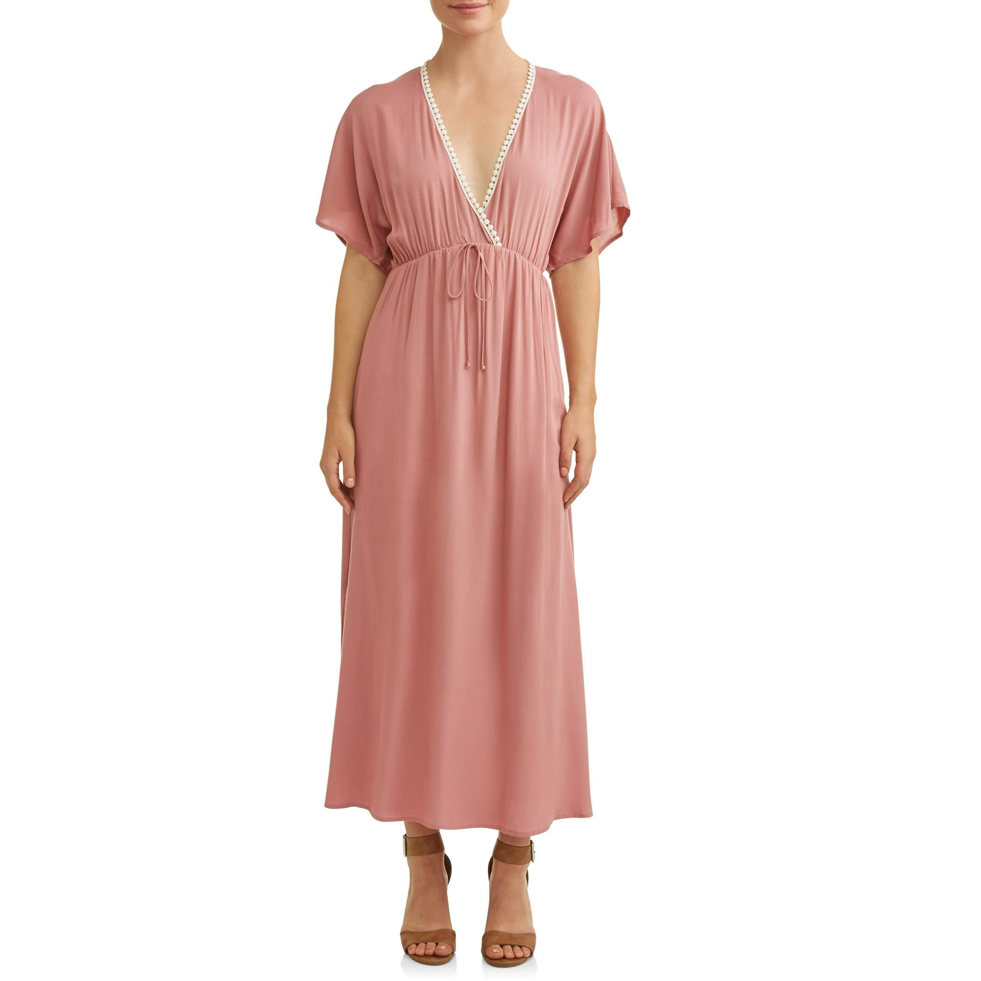 chinese dress ladies Gypsy Garden Laced Bodice Ruched Midi Dress Pink
