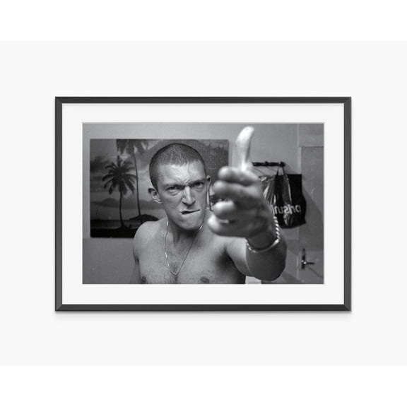 La Haine Movie Iconic Scene Black and White Film Vinz Character Wall Art Museum Quality, Unframed Poster