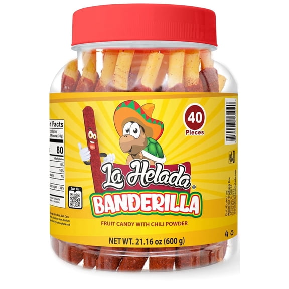 La Helada Banderilla Tamarindo/Tamarind Straw Candy 40 Count Jar