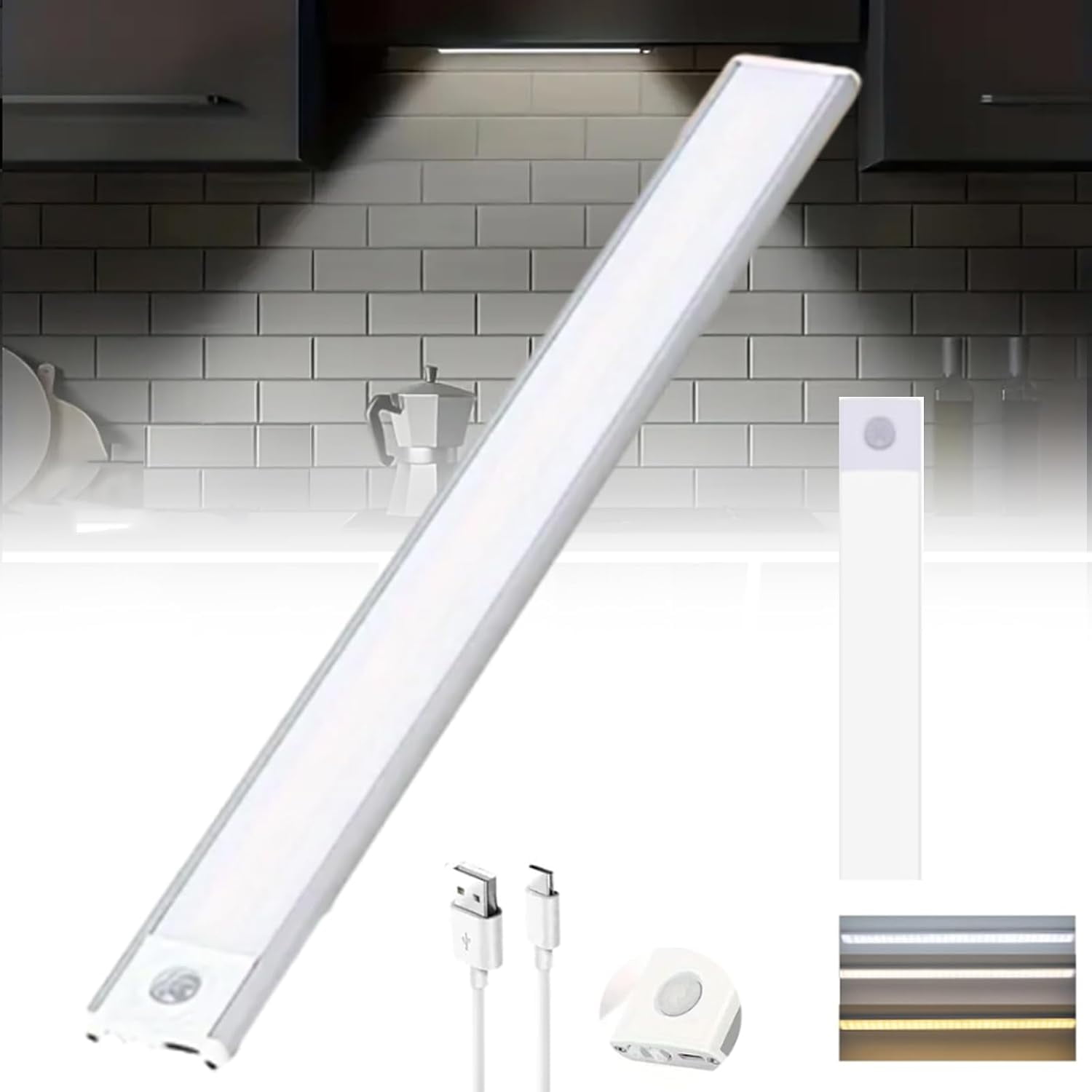 La Innovative Under Cabinet Light, Punch-Free Smart Sensor Magnetic Rechargeable Led Lights ...