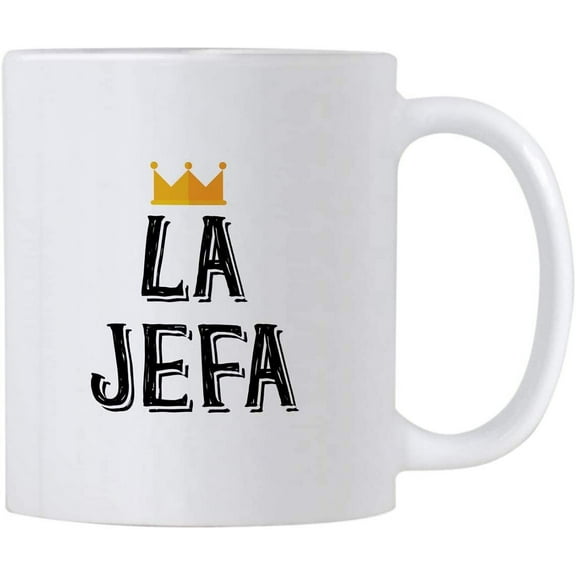 La Jefa Coffee 11 oz Mug. Cup idea for CEO, Boss or Mom. This Girl Leader Cup Can be Used as a Pen Holder. Mugs for Latin Women.