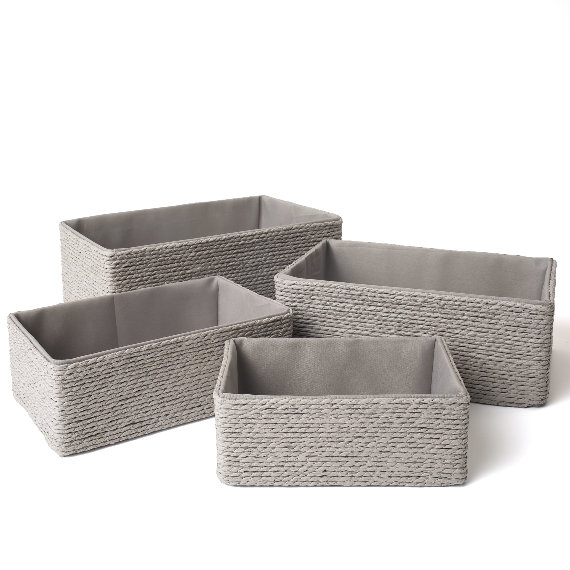 La Jolie Muse Storage Baskets Set 4 Stackable Woven Basket Paper Rope