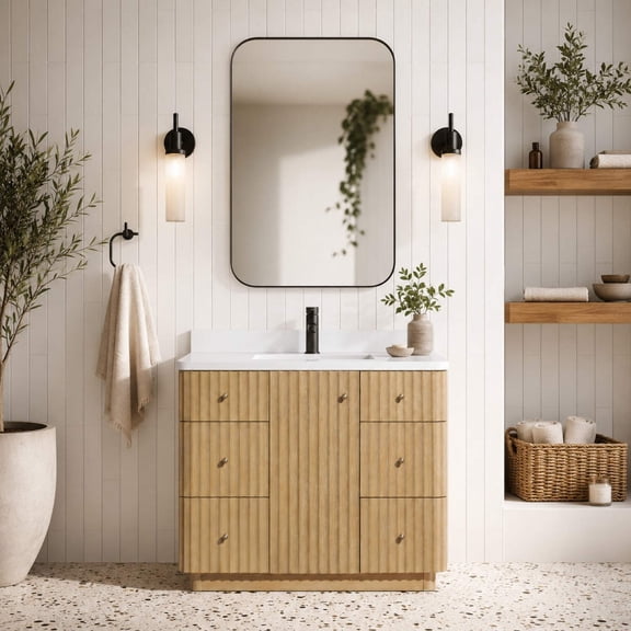 La Jolla 42" Bathroom Vanity Washed Oak