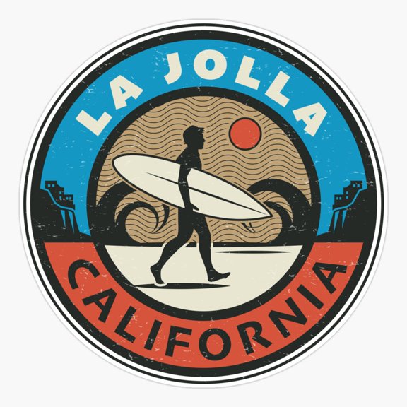 La Jolla California Surfing Beach Sticker