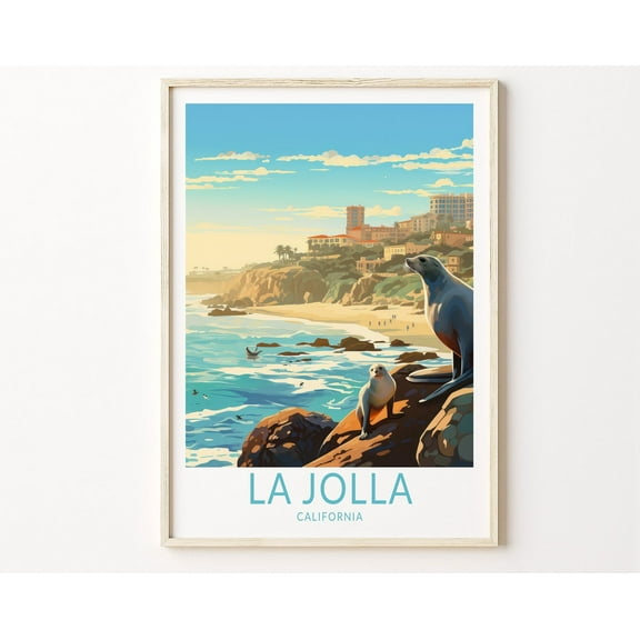La Jolla California Travel Print, La Jolla Coast Poster Print, La Jolla San Diego Wall Art, California Coast Wall Decor, San Diego Poster Wall Art, Modern Wall Decor, 8x12 UNFRAMED