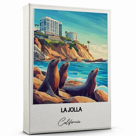 La Jolla Canvas Wall Art Travel-Inspired Home Decor Featuring California Art Canvas Unique Gift for Travel Canvas Ready to Hang