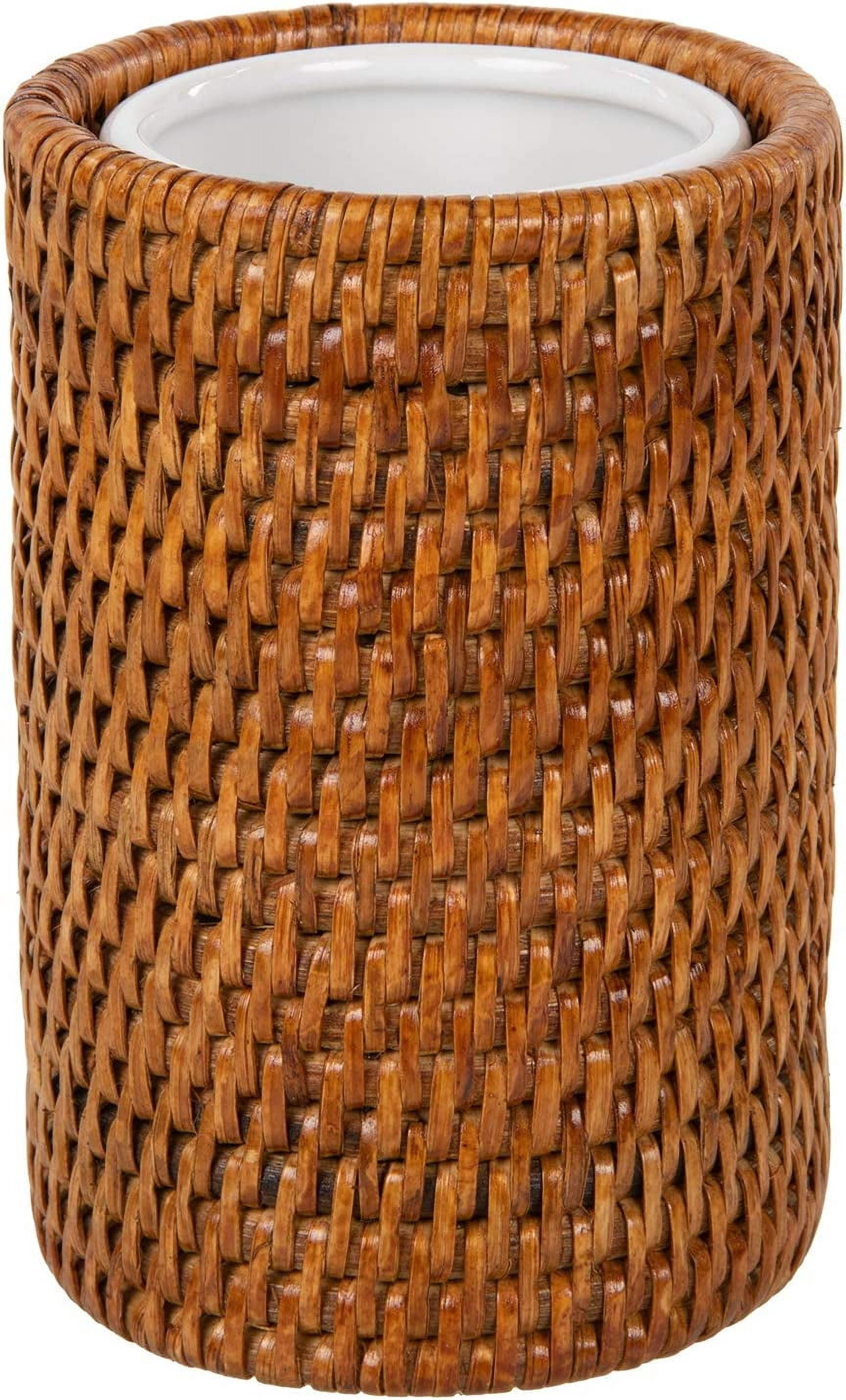 La Jolla Rattan Bathroom Tumbler and Toothbrush Holder (10fl.oz.), Honey-Brown