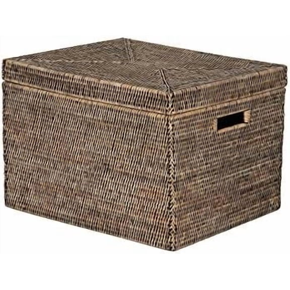 La Jolla Rattan Rectangular Storage Box, Black-Wash$$Home Decor, Kitchen, & Other