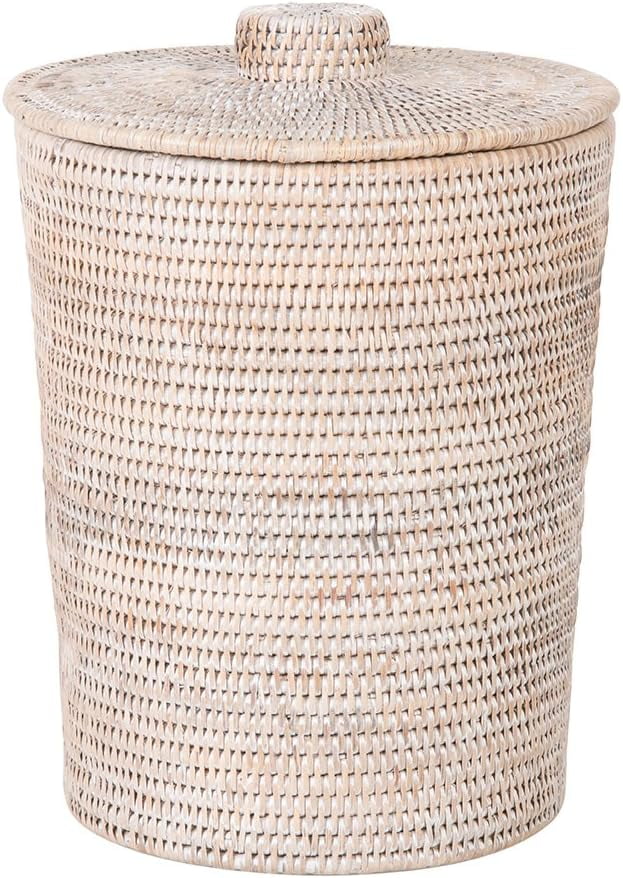 La Jolla Rattan Round Plastic Insert & Lid, Large, WhiteWash For