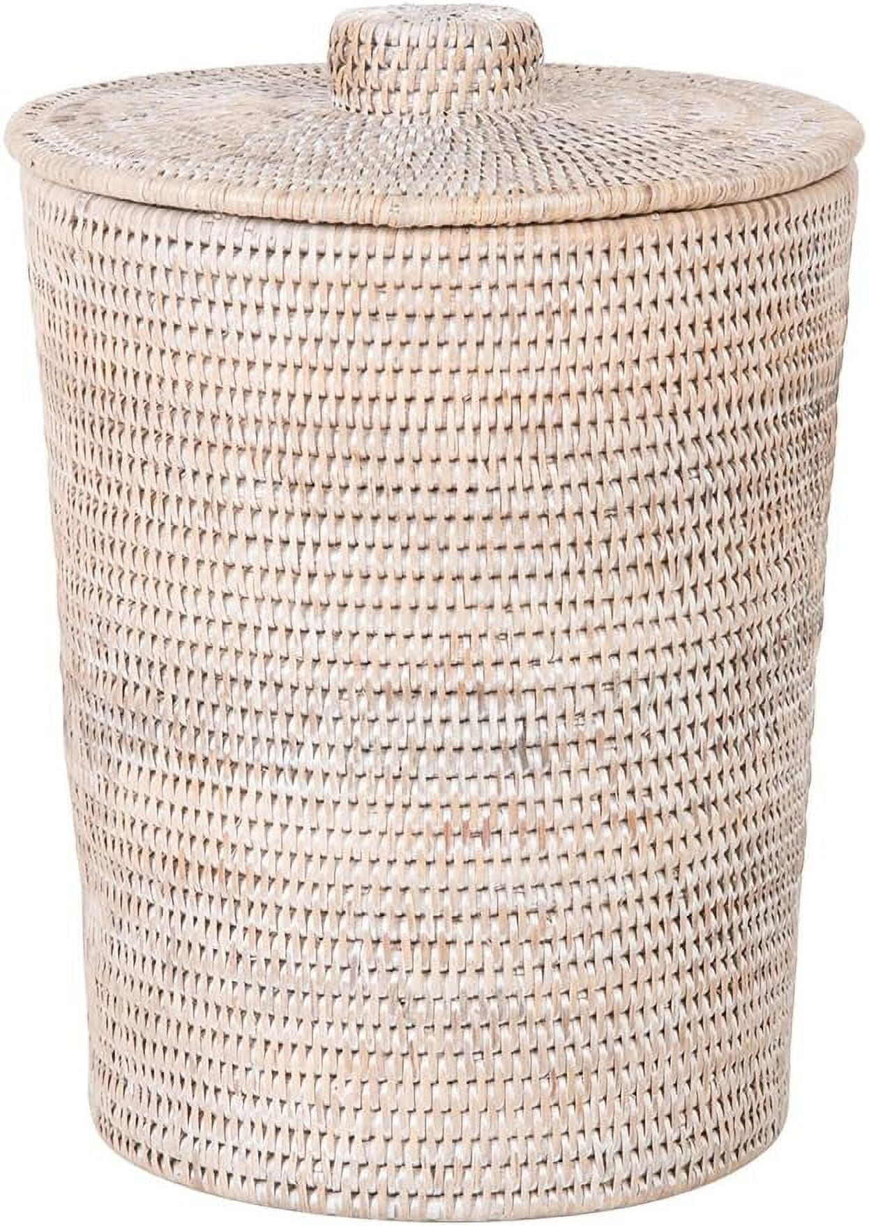 La Jolla Rattan Round Plastic Insert & Lid, Large, WhiteWash For