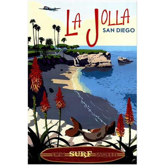 La Jolla - San Diego - Vintage Travel Poster, Retro Posters (8x12Inches(US/CANonly))