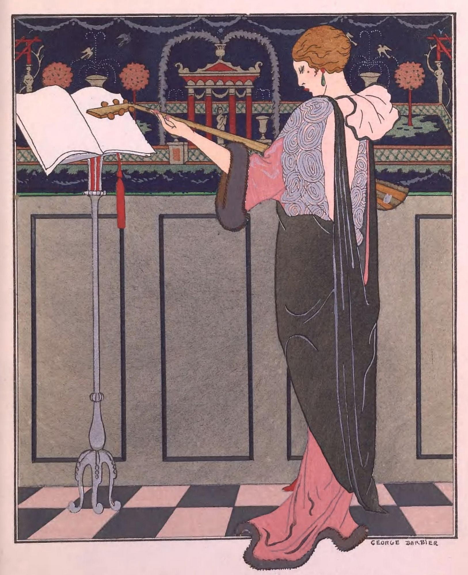 La Joueuse de Theorbe Canvas Art - George Barbier (24 x 36)