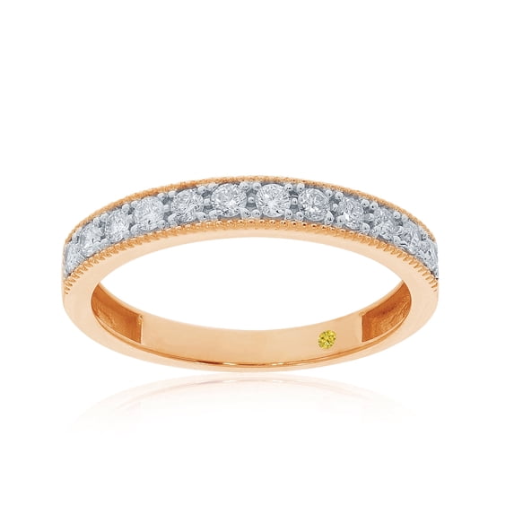 La Joya 1/10 CT TW Women's Lab Diamond Rings | Real 10K Rose Gold Vintage Diamond Band | Size 8.5
