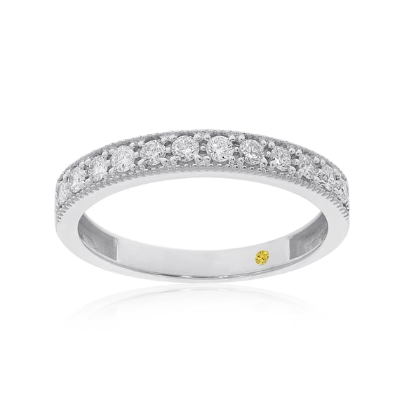 La Joya 1/10 CTW Lab Grown Womens Diamond Rings | Real 10K White Gold Filigree Diamond Bands | Size 5.5