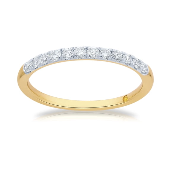 La Joya 1/10 Carat Lab Created Diamond Rings for Women | Pure 10K Yellow Gold Diamond Bands | Size 6