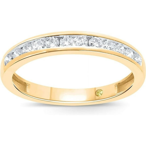 La Joya 1/4 CT TW Channel Set Women's Lab Diamond Rings | Real 10K Yellow Gold Diamond Band | Size 8.5