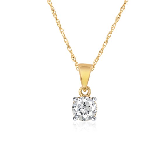 La Joya 1/4 CTTW Diamond Pendant Necklace | Real 14K Yellow Gold Necklaces for Women | GH SI Diamond Jewelry for Women