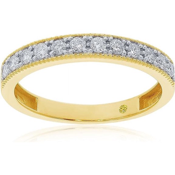 La Joya 1/4 CTW Lab Grown Womens Diamond Rings | Real 10K Yellow Gold Filigree Diamond Bands | Size 5.5