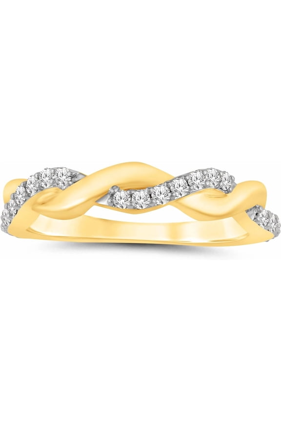 1/4CT Certified Lab Created Infinity Diamond Bands for Women | Natural 10 KT Yellow Gold Anniversary Bands, Stackable Bands, and Diamond Wedding Rings for Women | Ring Size 6