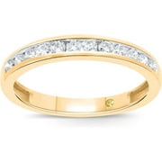 LA JOYA 1/6 CT TW Lab Grown Diamond Rings for Women | Real 10K Yellow Gold Channel Set Diamond Band | Size 4.5