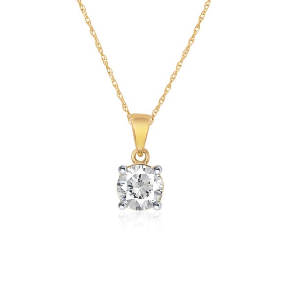 La Joya 1 Carat Diamond Necklace for Woman | Real 14 KT Yellow Gold Solitaire Lab Created Diamond Necklace