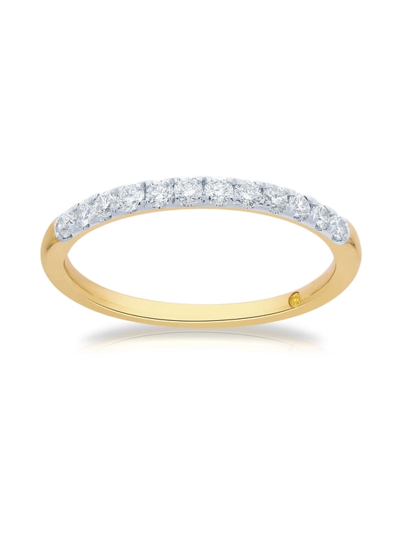 10K Yellow Gold Wedding Rings for Women with Lab Diamonds | 1/10 CTW Scintillating Diamond Band | Size 8