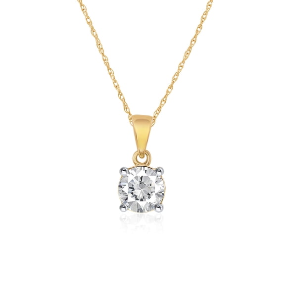 La Joya 3/4 Carat Lab Created Diamond Solitaire Necklace for Women | Real 14 K Yellow Gold Necklace for Her