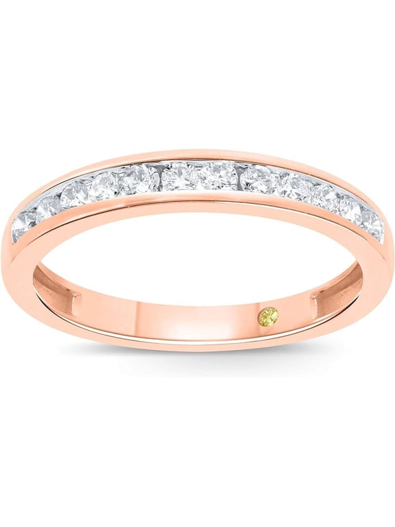 1/6 Carat Lab Grown Diamond 10K Rose Gold Channel Set Band Ring Size 8.0