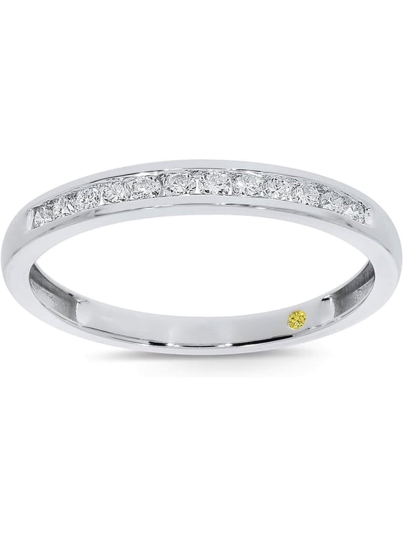 Lab Created Diamond Channel Wedding Bands for Women | Solid 10K White Gold 1/6 CT. TW. Diamond Rings | Size 10