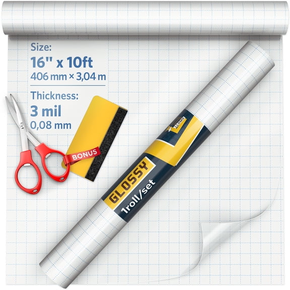 La LLama Self Adhesive Laminating Roll 16" x 10 ft, Clear Glossy 3 Mil Cold Laminating Film, Peel and Stick Non-Thermal Laminate for Documents, Photos, Posters, Crafts and Labels