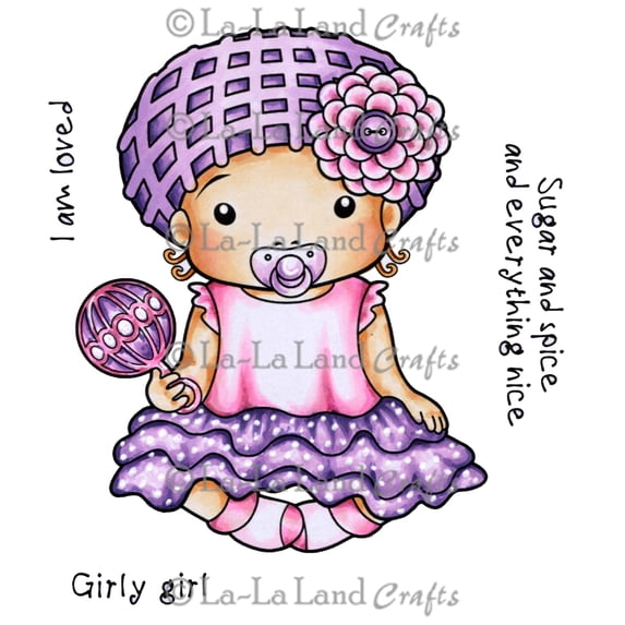 La-La Land Cling Stamps 4.75"X2.25"-Baby Marci With Rattle, Pk 1
