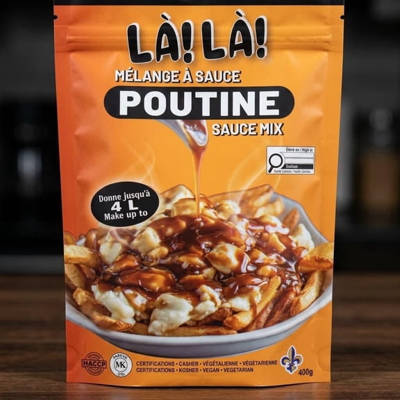 La!La! Poutine Sauce Mix, 400g, Authentic Quebec Gravy Powder, Brown Sauce Mix for Fries, Easy preparation, Family size