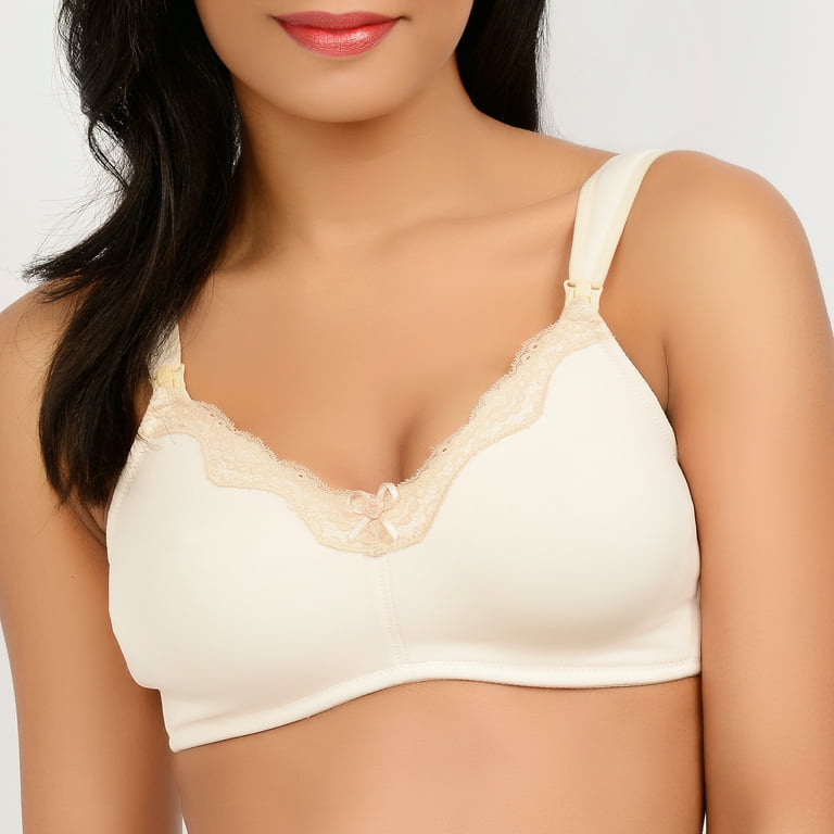 La Leche League Maternity Contrast Lace Nursing Bra with Comfort Straps -  available up to 42DDD