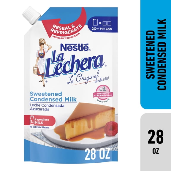Nestle La Lechera Sweetened Condensed Milk in Convenient Squeeze Pack for Valentine's Day Treats, 28 fl oz