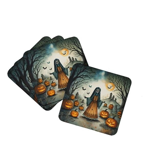 La Llorona Skeleton Spooky Halloween Foam Coaster Set of 4 3.5 in x 3.5 in
