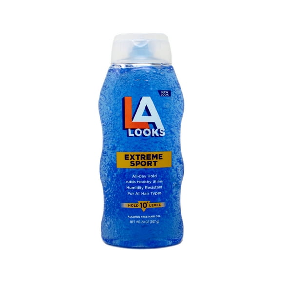 L.A. LOOKS Extreme Sport Hold 10 Level, All Day Hold, for All Hair Types, 20 OZ, Blue (Pack of 6)