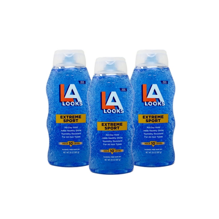 L.A. Looks Extreme Sport Hair Gel, High Hold, 20oz, Blue, 3 pack