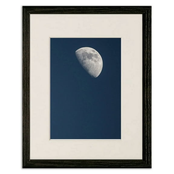 La Lune (the Moon) 11"x14" Black Wood Frame Art Print featuring 8x10 Mat and Real Glass