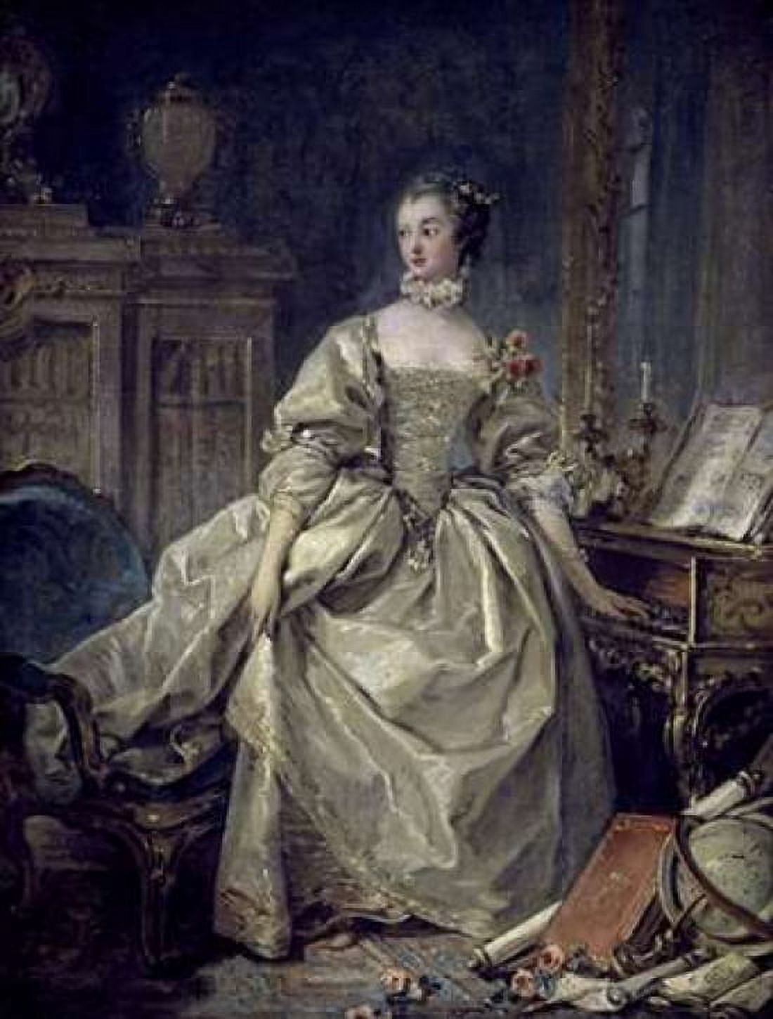 La Madame De Pompadour Canvas Art - Francois Boucher (18 x 24)
